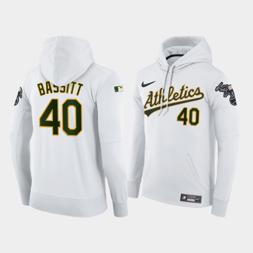 Men Oakland Athletics #40 Bassitt white home hoodie 2021 MLB Nike Jerseys